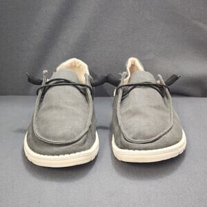 Hey Dude Wally Mens 11 Grey Canvas Slip On Comfort Shoes